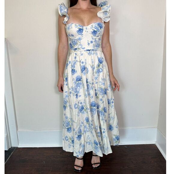 Dress Forum White Blue Floral Maxi Dress Sz Small NWT! - Picture 2 of 5